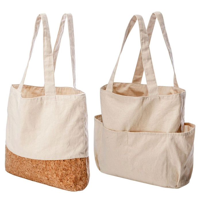 Karlstert Canvas and Cork Pocket Shopping Bag - Natural