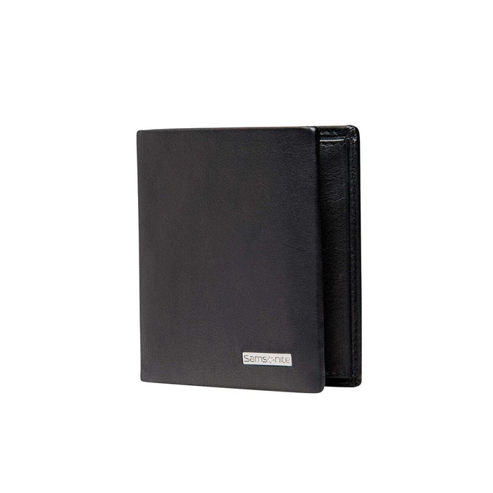 Samsonite DLX Leather Wallet, Slimline with Coin and RFID blocking (3CC) - Black