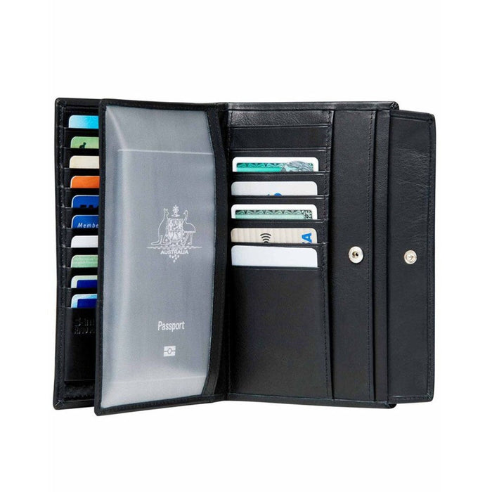 Samsonite DLX Leather Wallet, Compact, RFID blocking (17CC) - Black