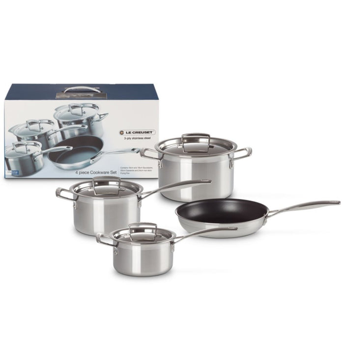 Le Creuset 3 Ply Stainless Steel Cookware Set - 4 Piece
