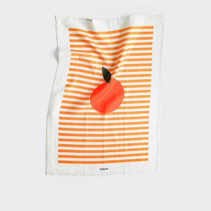 Lettuce Tea Towel - Orange Larger Stripe