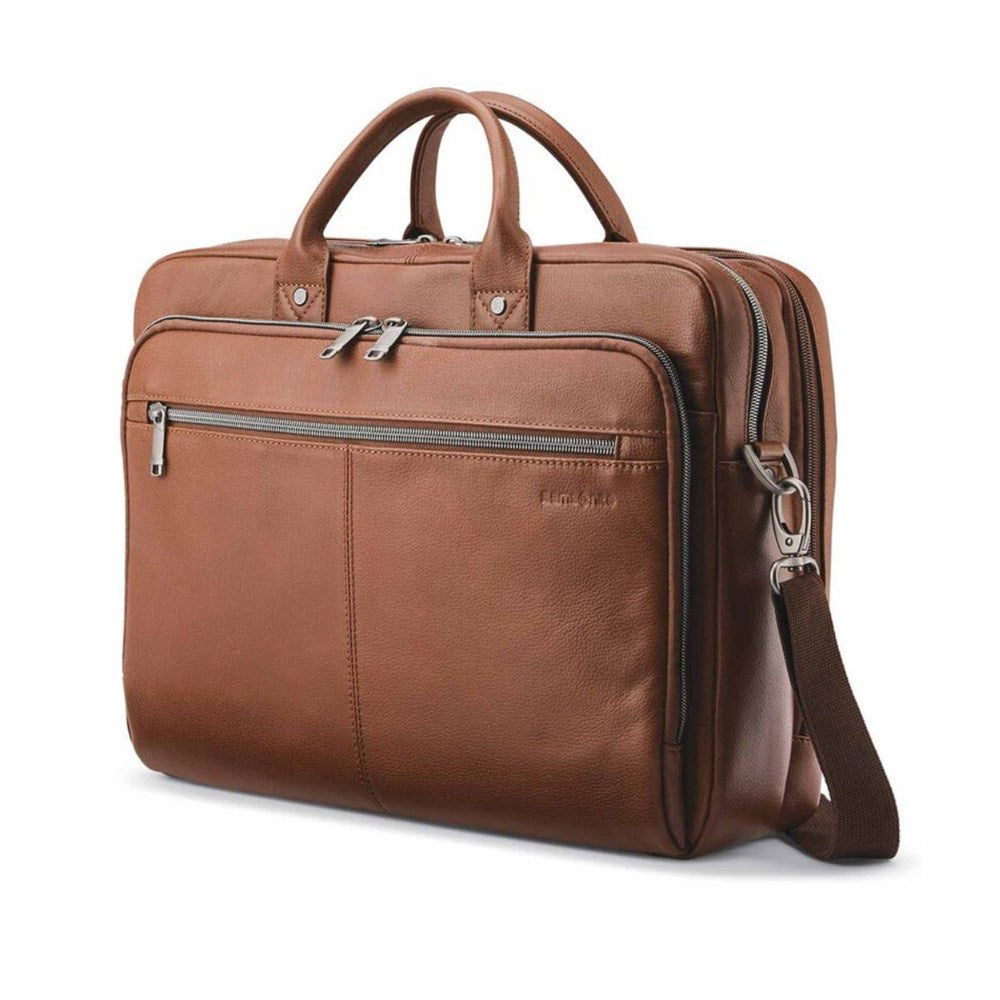 Samsonite Classic Leather Toploader - Cognac - Home Essentials