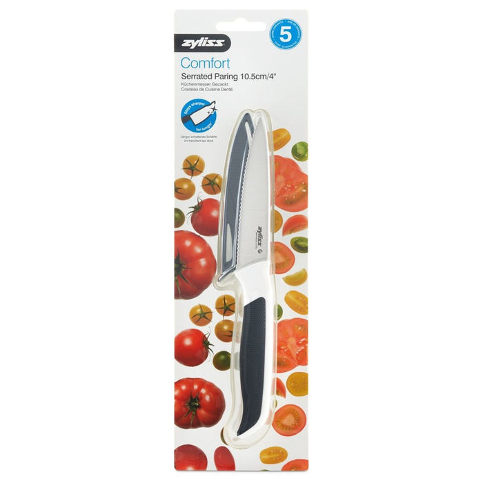 Zyliss Comfort Serrated Paring Knife with Blade Cover - 10.5cm