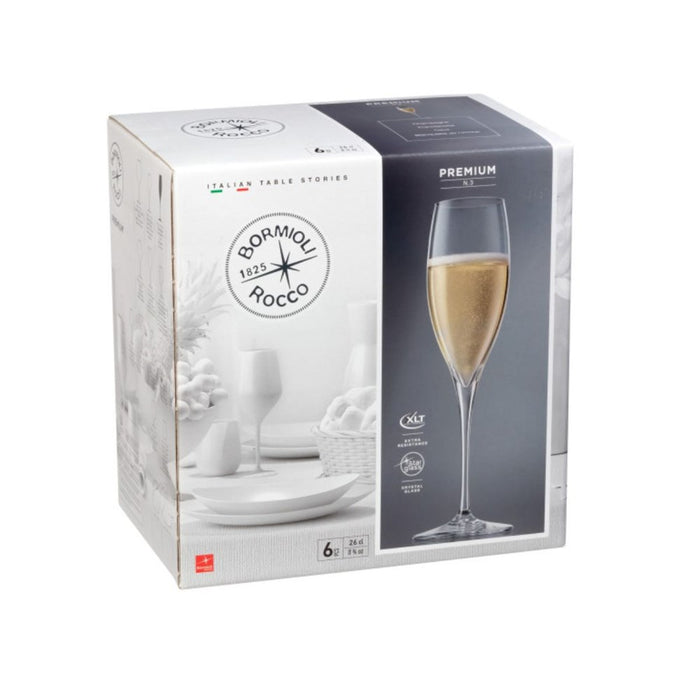 Bormioli Rocco Premium Champagne Flute 260ml - Set of 6