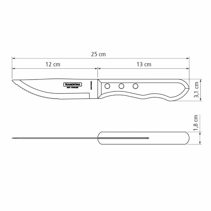 Tramontina Jumbo Steak Knife with Polywood Handle 12cm - Red