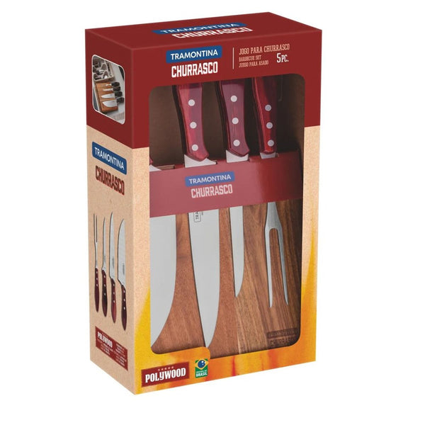Tramontina Churrasco Barbecue Knife Block 5 Piece - Red Tramontina