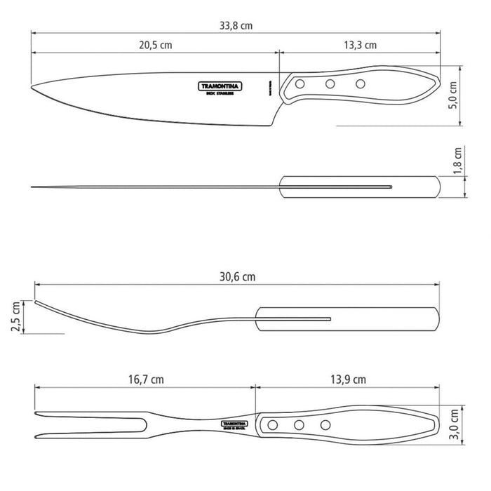 Tramontina Churrasco Barbecue Polywood Set - 3 Piece