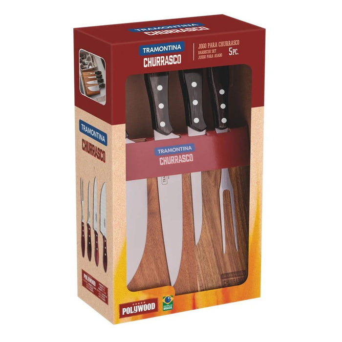 Tramontina Churrasco Barbecue Knife Block 5 Piece - Brown