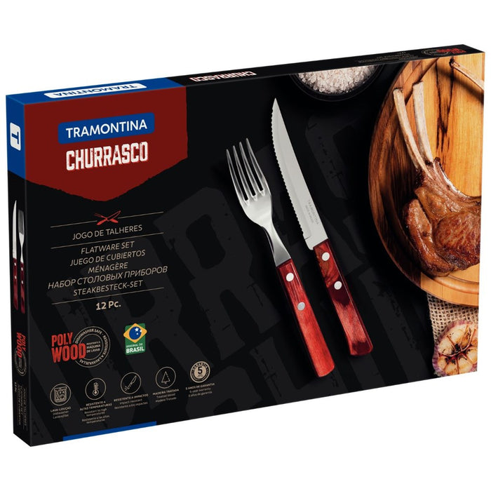 Tramontina Churrasco Steak Knife Polywood Traditional Steak Set - Red - 12 piece