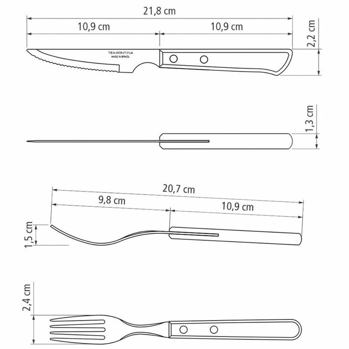 Tramontina Churrasco Spanish Steak Cutlery 12 Piece Set - Red