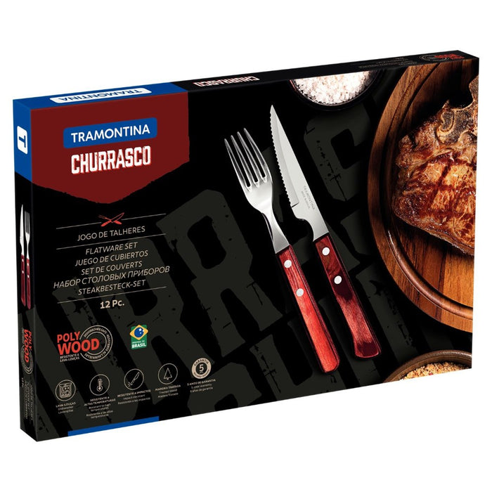 Tramontina Churrasco Spanish Steak Cutlery 12 Piece Set - Red