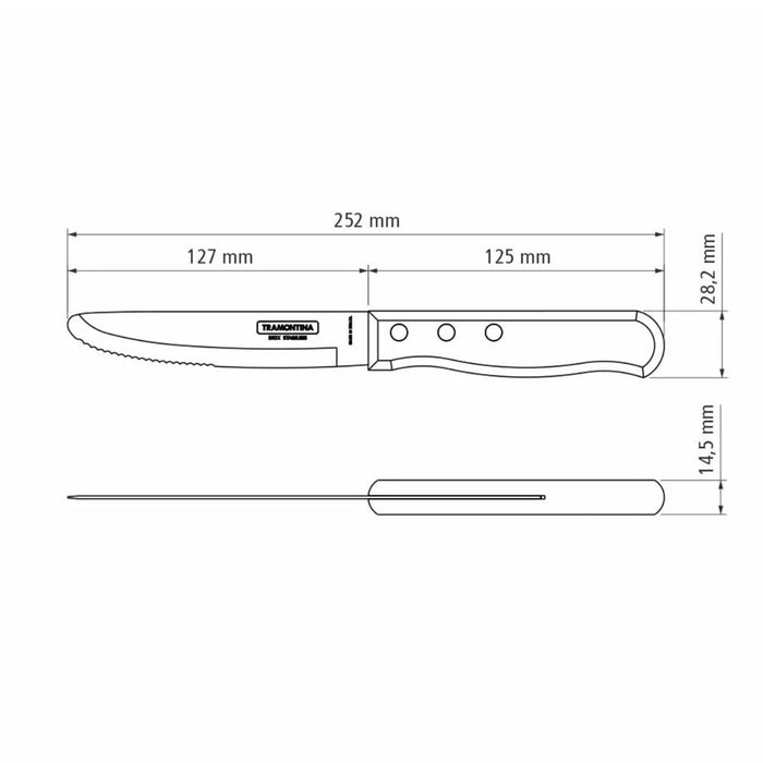 Tramontina Jumbo Steak Knife with Polywood Handle 12cm - Red