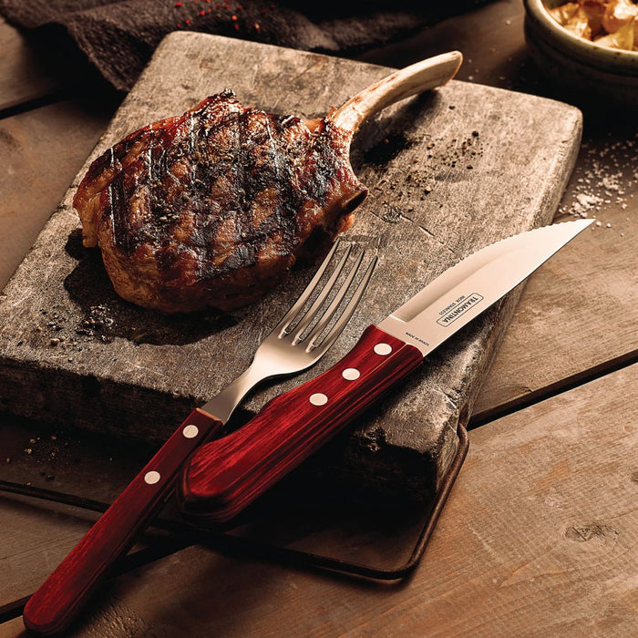 Tramontina Jumbo Steak Knife with Polywood Handle 12cm - Red