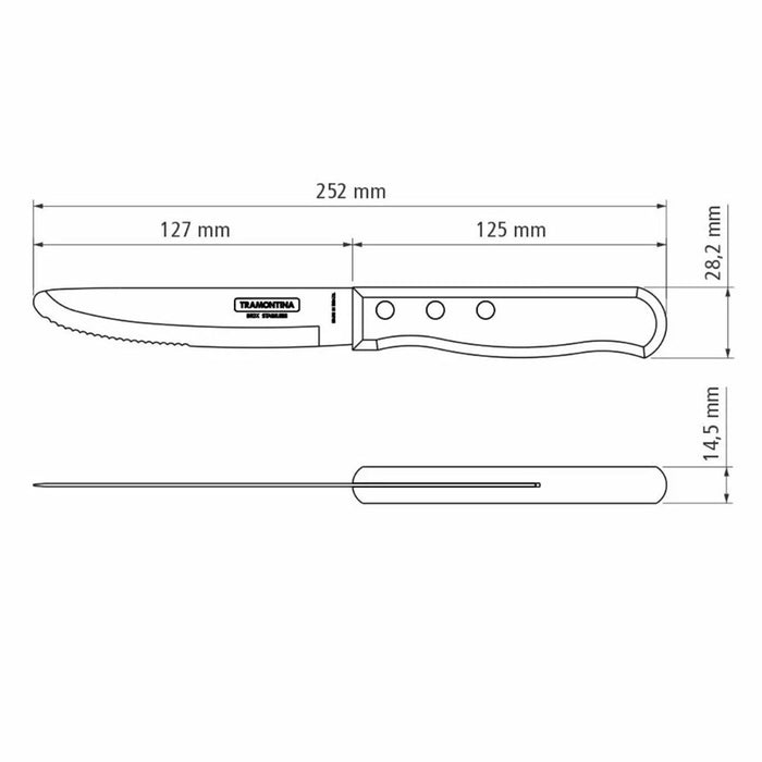 Tramontina Jumbo Steak Knife with Polywood Handle 12cm - Brown