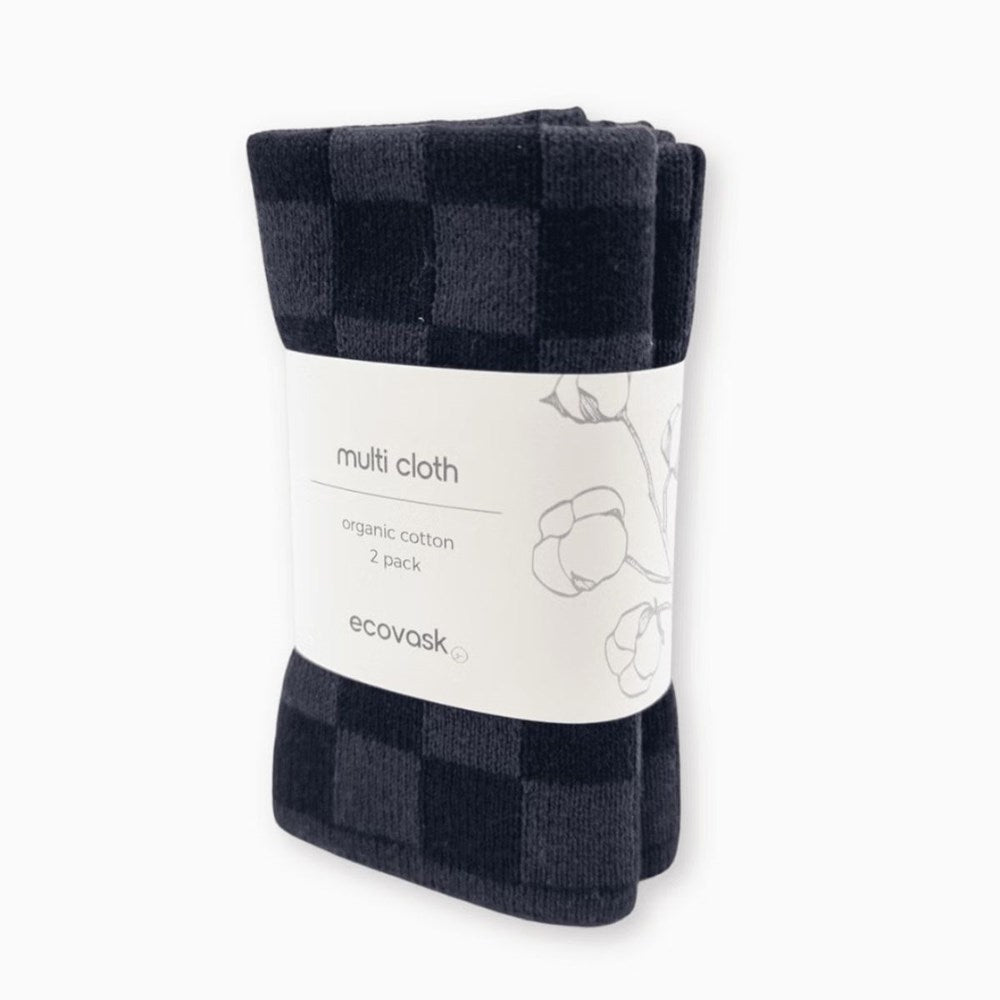 Ecovask  Multi Cloth -  2 Pack - Poppy Seed Chequer Ecovask
