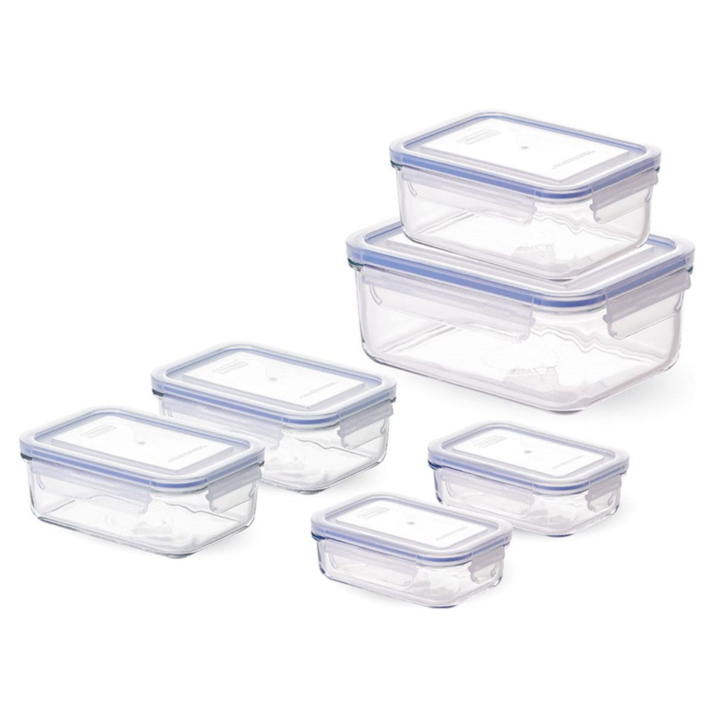 Glasslock Tempered Glass 6pc Container Set Glasslock