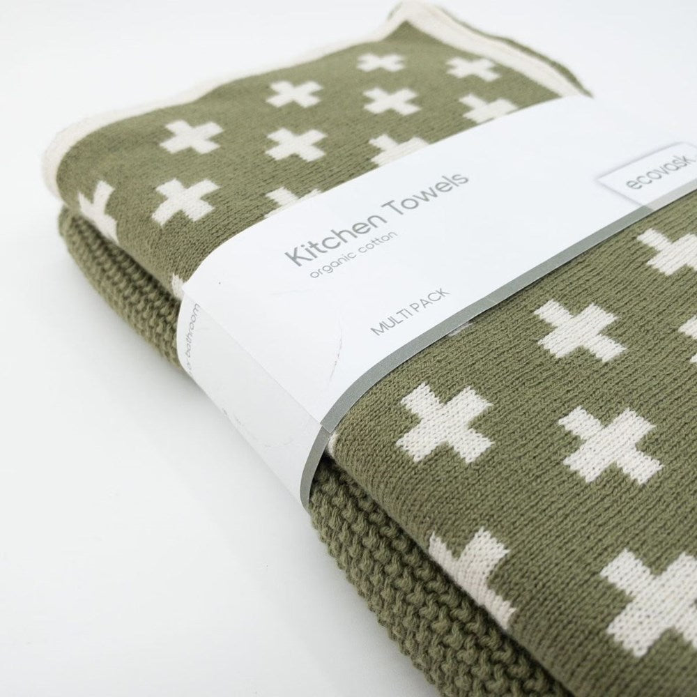 Ecovask Kitchen Towel Duo 2 Pack (Premium Organic Cotton) - 40 x 60cm