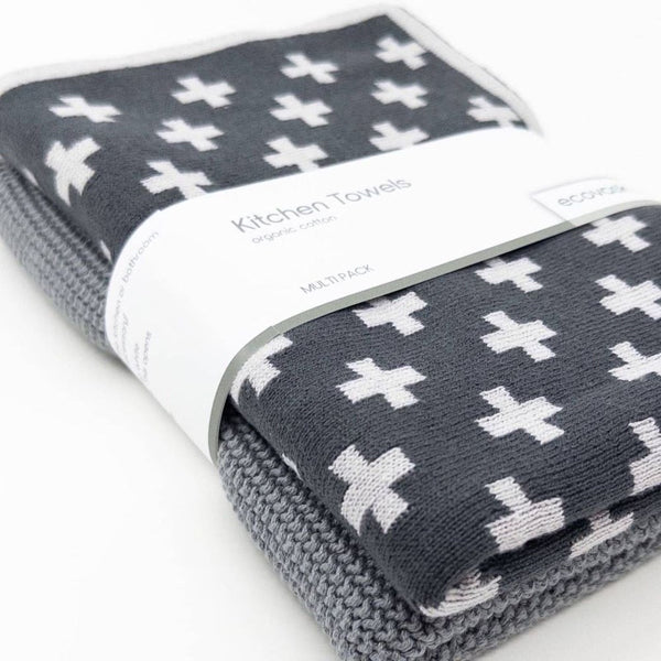 Ecovask Kitchen Towel Duo 2 Pack (Premium Organic Cotton) - 40 x 60cm