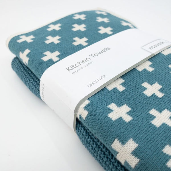 Ecovask Kitchen Towel Duo 2 Pack (Premium Organic Cotton) - 40 x 60cm