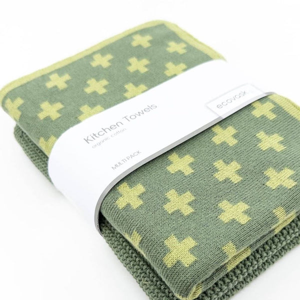 Ecovask Kitchen Towel Duo 2 Pack (Premium Organic Cotton) - 40 x 60cm