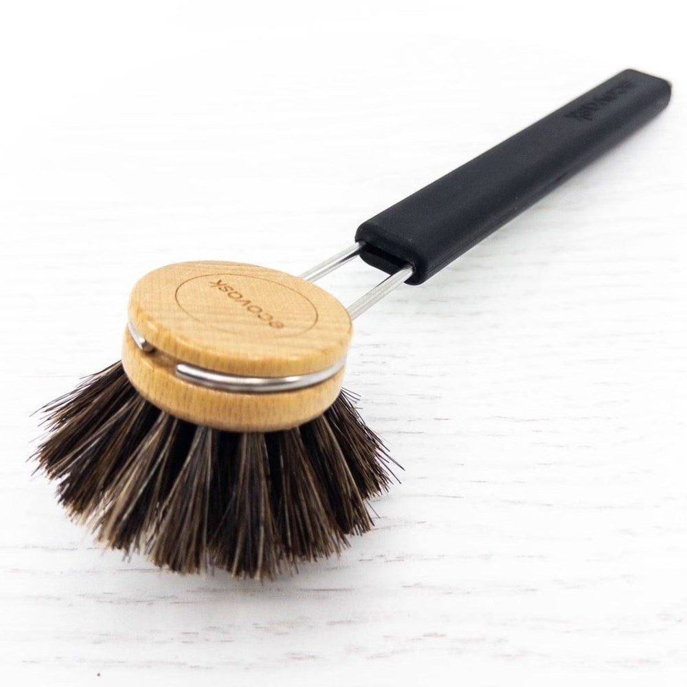 Ecovask Dish Brush with Horse Hair Brush Head - 3 Colours