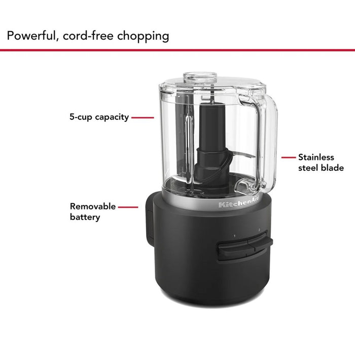 KitchenAid Cordless Go 5 Cup Food Chopper without Battery - Matte Black