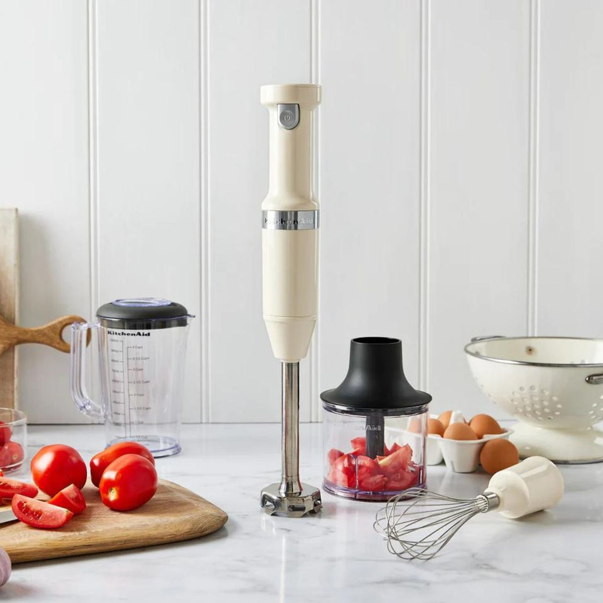 KitchenAid Cordless Variable Speed Hand Blender in Almond Cream KHBB