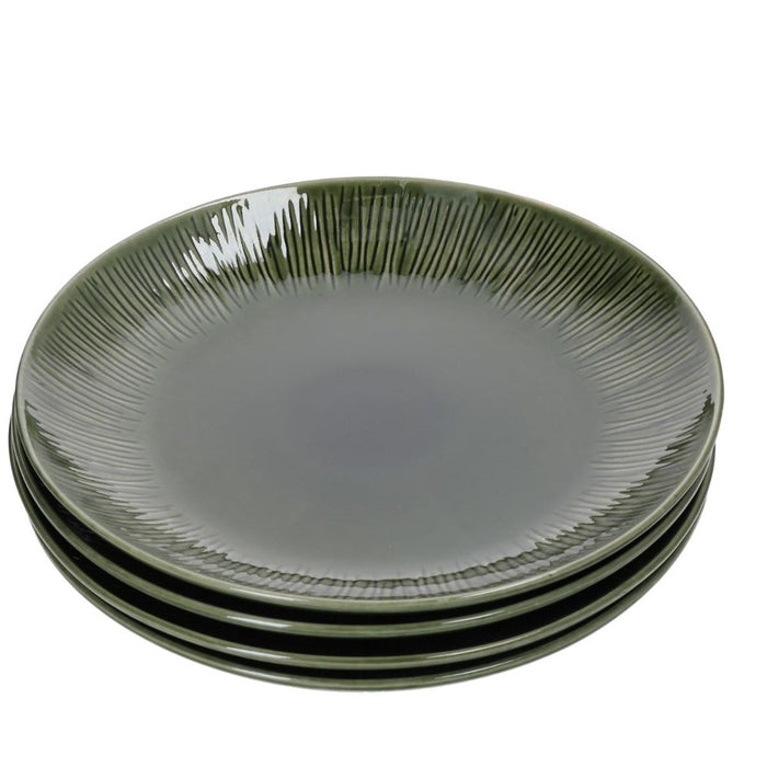 Mikasa Jardin Stoneware 4 Piece Dinner Plate Set - 27cm- Green