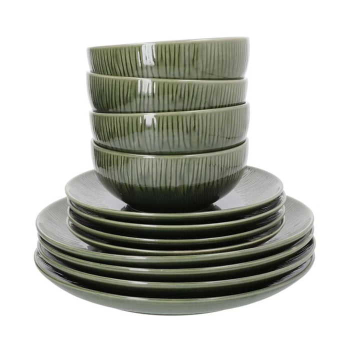 Mikasa Jardin Stoneware Dinner Set - 12 Piece  - Green