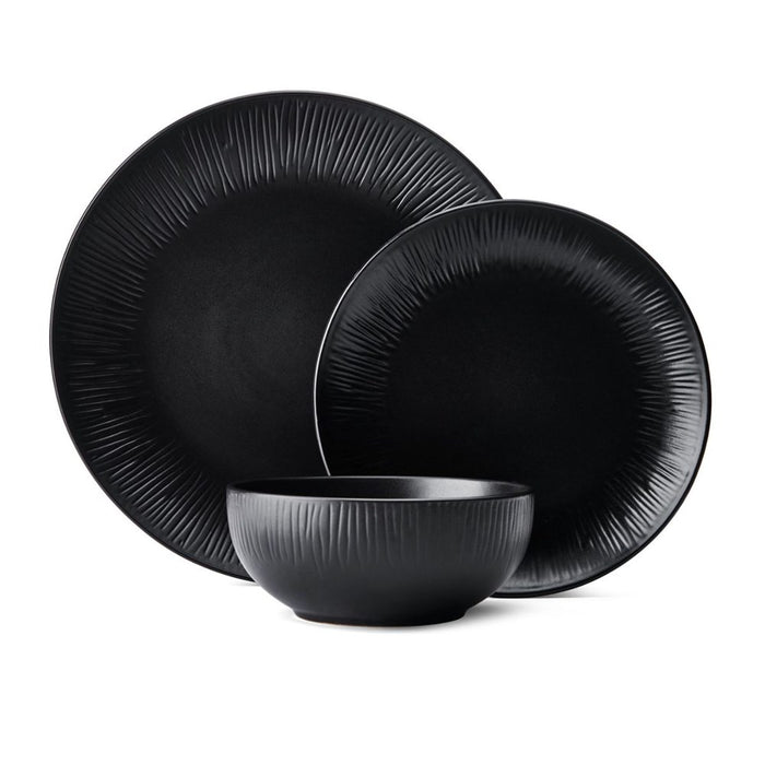 Mikasa Jardin Midnight Stoneware Dinner Set - 12 Piece  - Black