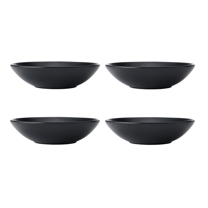 Mikasa Jardin Midnight Stoneware 4 Piece Pasta Bowl Set - 20cm - Black