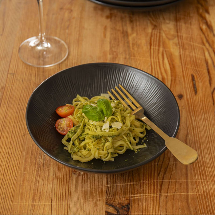 Mikasa Jardin Midnight Stoneware 4 Piece Pasta Bowl Set - 20cm - Black