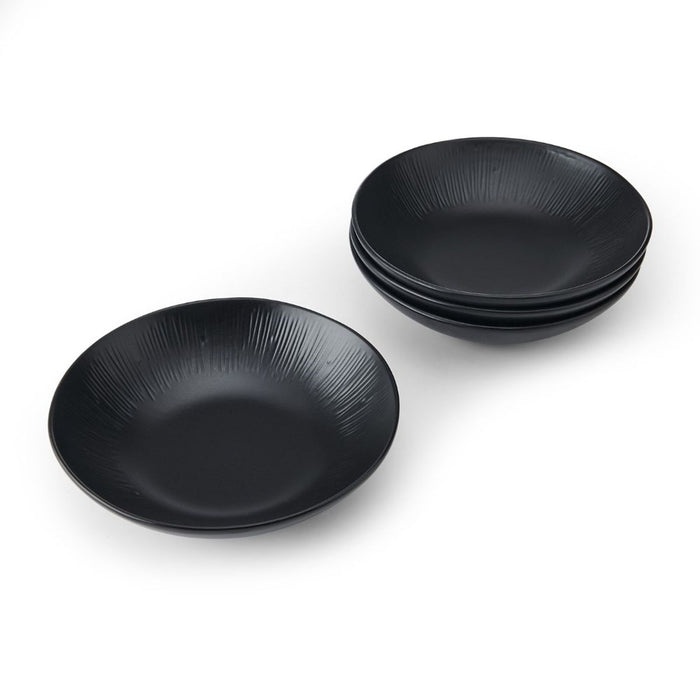 Mikasa Jardin Midnight Stoneware 4 Piece Pasta Bowl Set - 20cm - Black