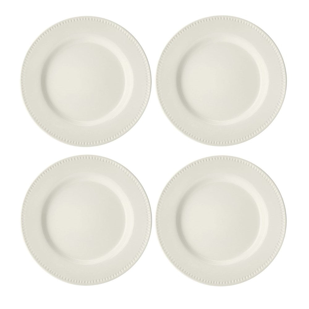 Mikasa Cranborne Stoneware 4 Piece Dinner Plate Set - 27cm- Cream Mikasa