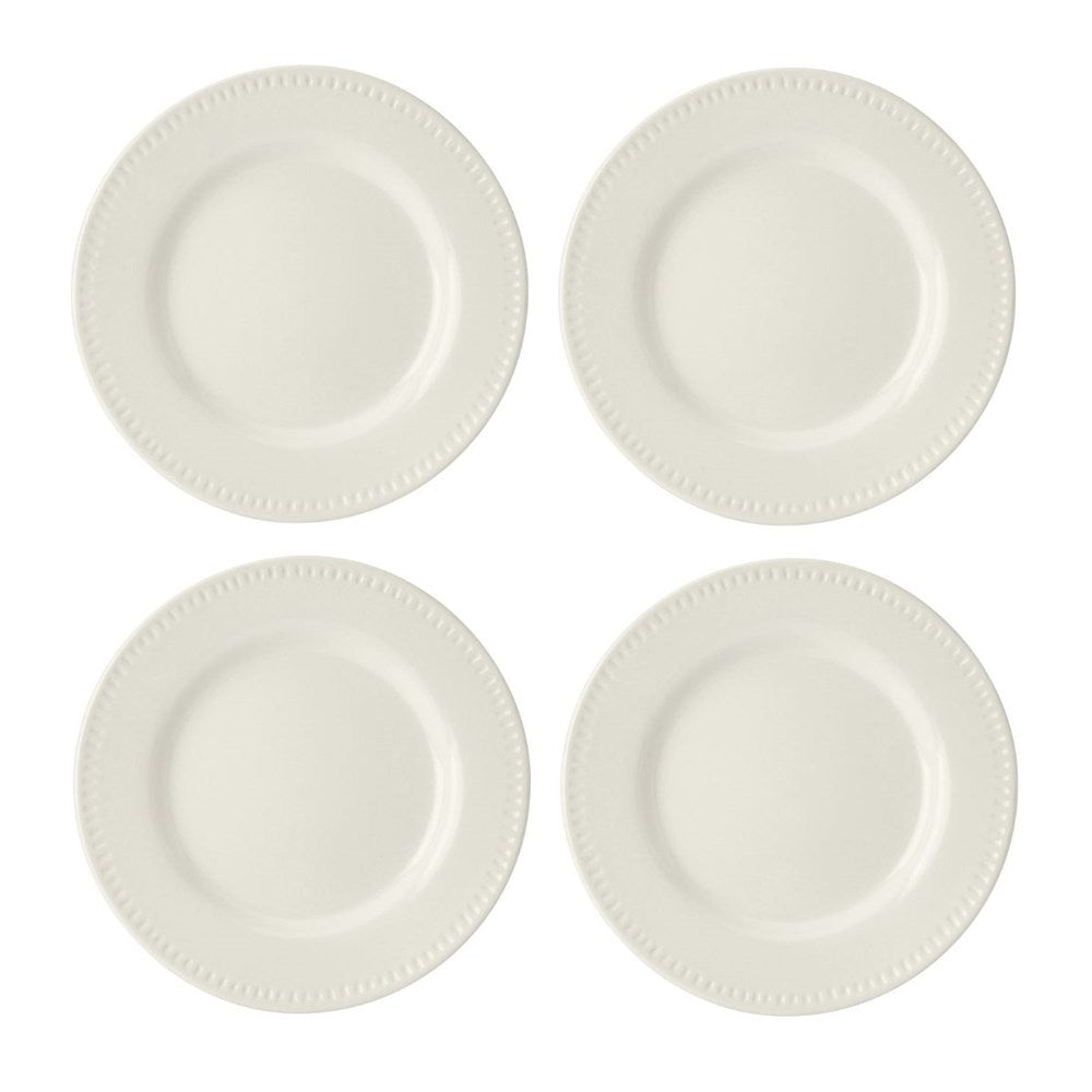 Mikasa Cranborne Stoneware 4 Piece Side Plate Set - 21cm- Cream Mikasa