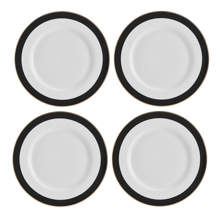 Mikasa Luxe Deco 4 piece China Dinner Plate Set - 27.5cm - Black /White