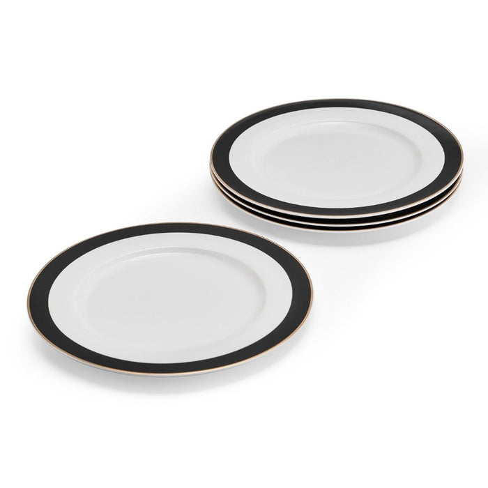 Mikasa Luxe Deco 4 piece China Dinner Plate Set - 27.5cm - Black /White