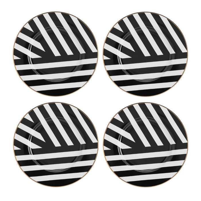 Mikasa Luxe Deco 4 piece China Side Plate Set - 21cm - Black /White