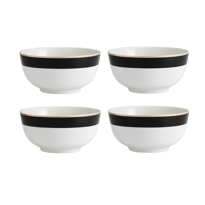 Mikasa Luxe Deco 4 piece China Cereal Bowl Set - 14cm - Black /White