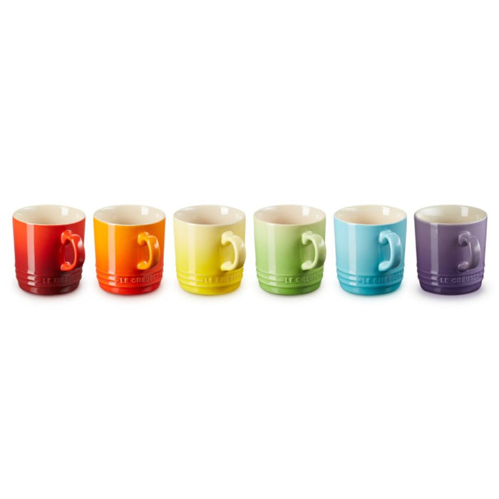 Le Creuset Stoneware Rainbow Mugs 200ml - Set of 6