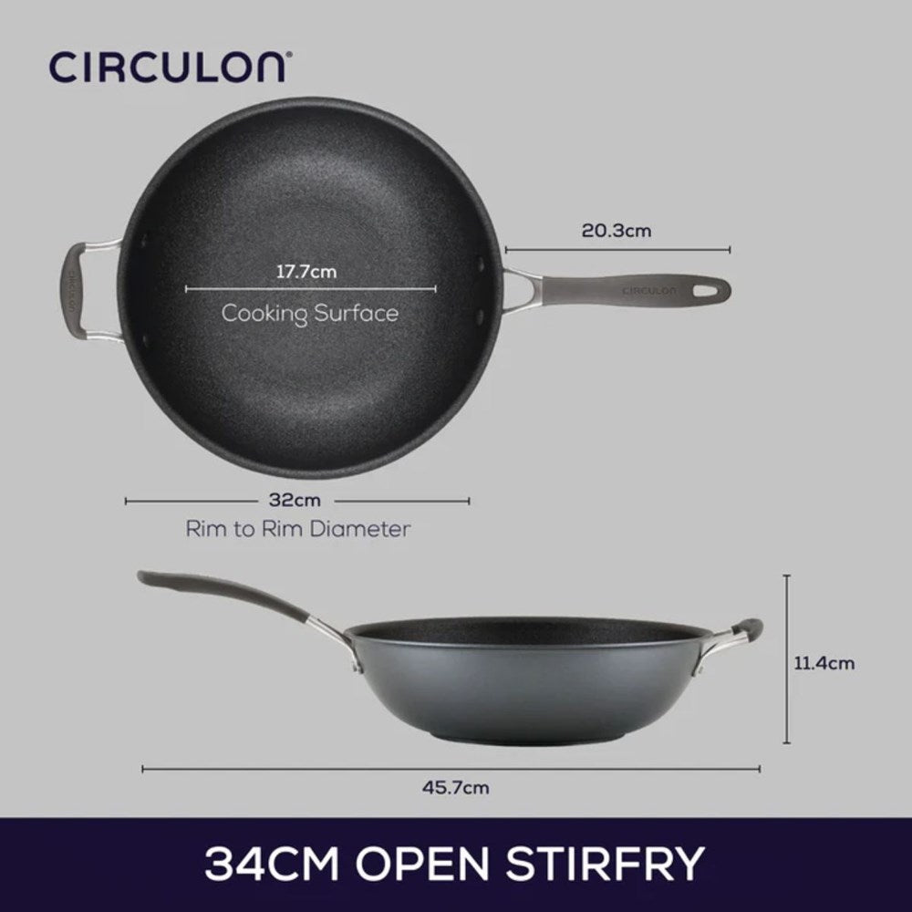 Circulon ScratchDefense A1 Open Stirfry with Helper handle - 34cm Circulon
