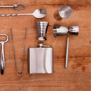 BarCraft Polished Stainless Steel Hip Flask BarCraft