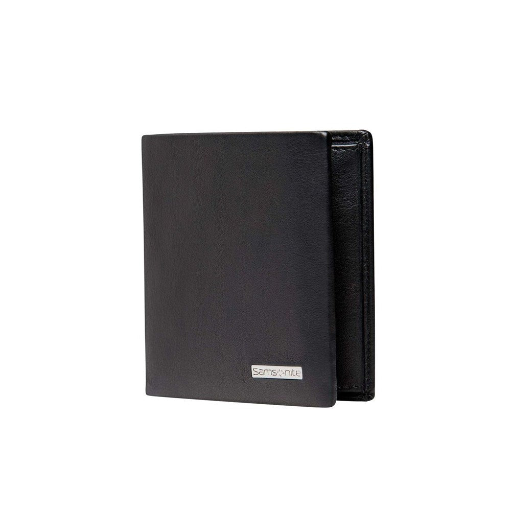 Samsonite DLX Leather Wallet, Slimline with Coin and RFID blocking (3CC) - Black Samsonite
