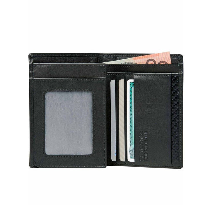 Samsonite DLX Leather Wallet with ID and RFID blocking (4CC) - Black