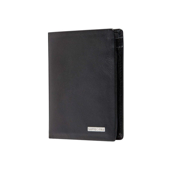 Samsonite DLX Leather Wallet with ID and RFID blocking (4CC) - Black