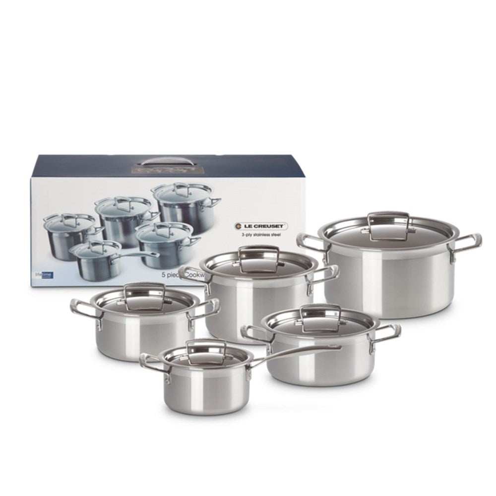 Le Creuset Classic 3 Ply Stainless Steel Cookware Set - 5 Piece