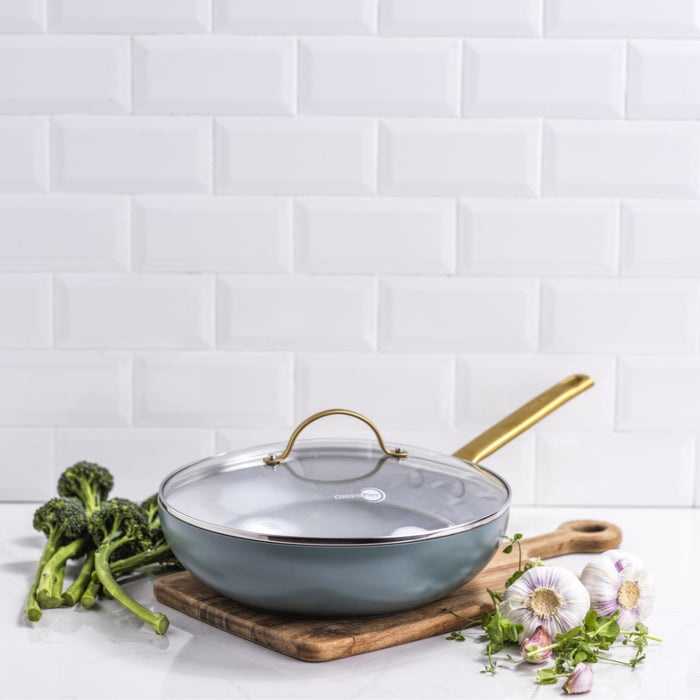 Greenpan Padova Covered Wok - 28cm - Smokey Blue