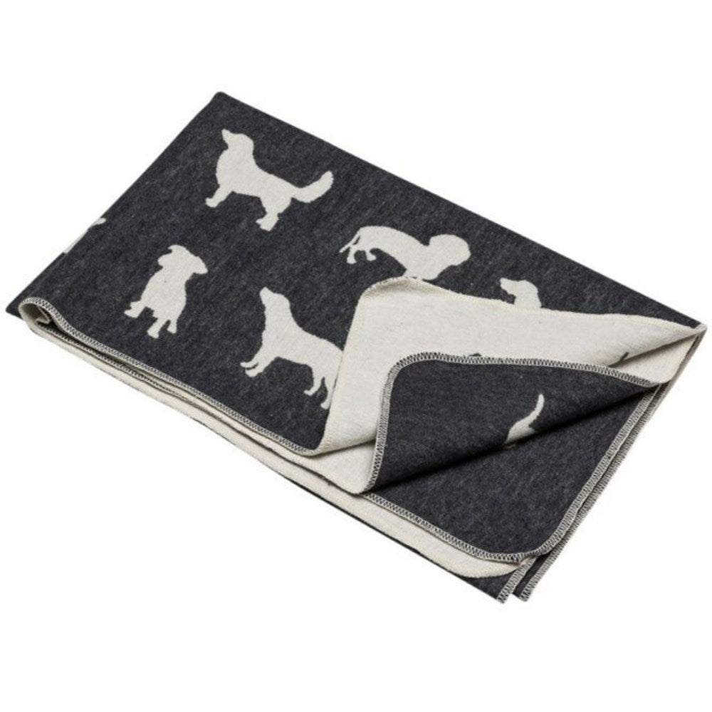 David Fussenegger Pet Blanket Dog Silhouettes in Charcoal 100 x 140c
