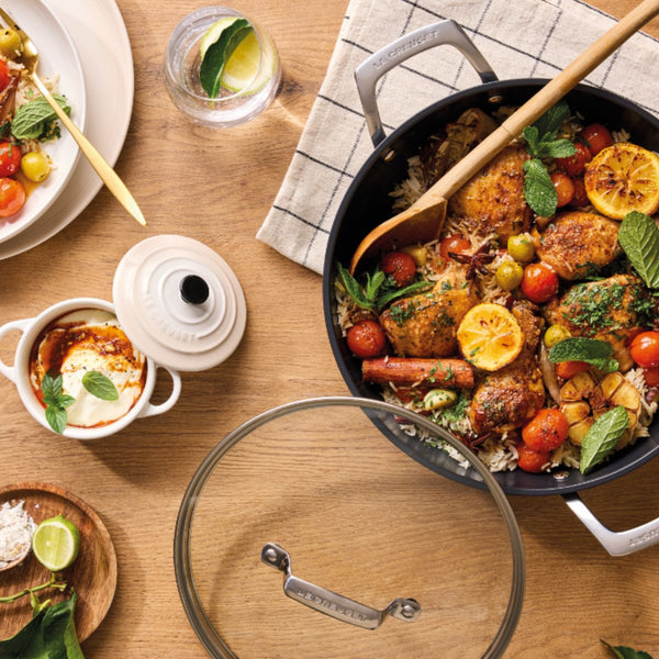 Le Creuset Essential Non-Stick Ceramic Shallow Casserole with Glass Lid - 30cm Le Creuset