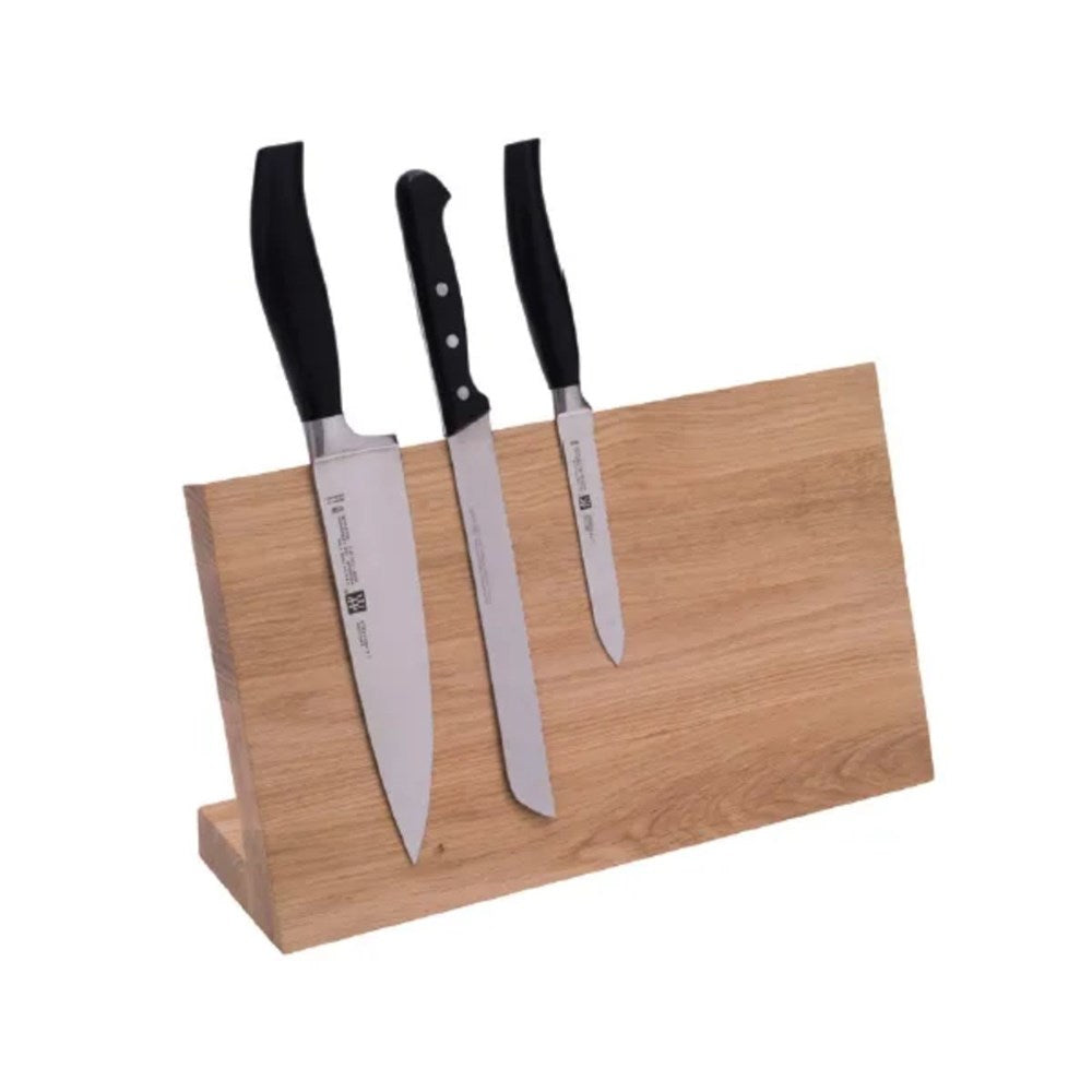 Dishy Oak Magnetic Knife Block - 37.5 x 21 x 10cm